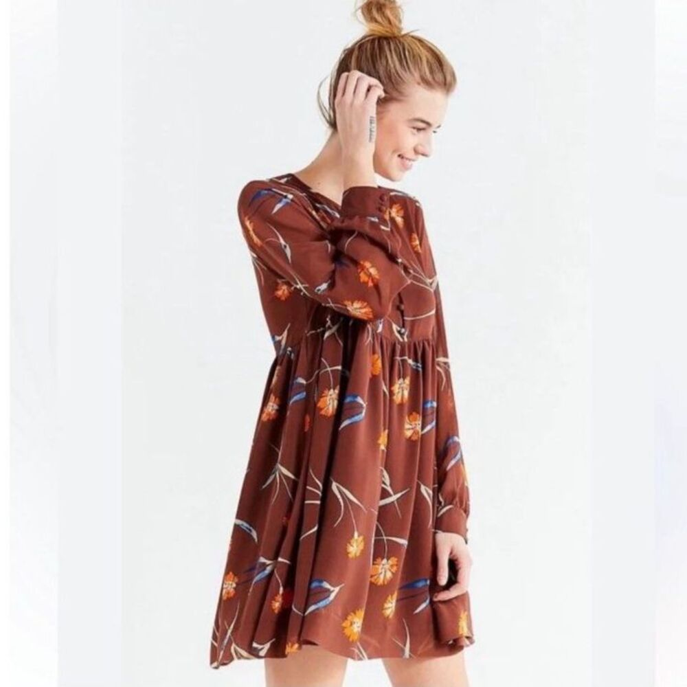 UO Urban Outfitters Brown Floral Babydoll Dress Medium